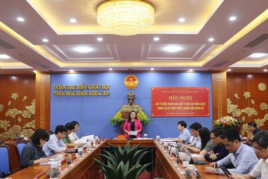 Đoàn ĐBQH tỉnh Hòa Bình lấy ý kiến góp ý một số dự thảo Luật trình Kỳ họp thứ Chín 