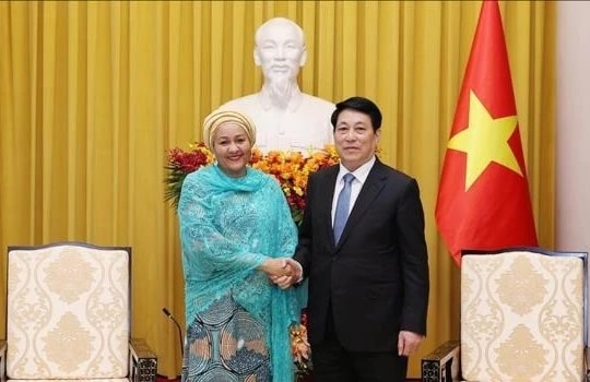 Chủ tịch nước Lương Cường tiếp Phó Tổng Thư ký Liên Hợp Quốc Amina Mohammed