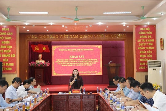 Đoàn ĐBQH tỉnh Hòa Bình khảo sát về ngân sách nhà nước, quản lý doanh nghiệp và công tác quy hoạch