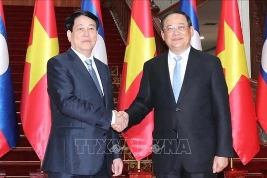 Chủ tịch nước Lương Cường hội kiến Thủ tướng Chính phủ Lào Sonexay Siphandone