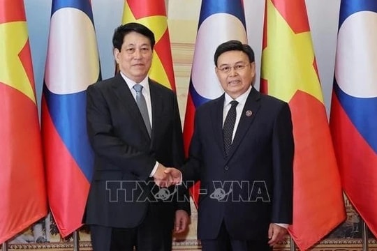 Chủ tịch nước Lương Cường hội kiến Chủ tịch Quốc hội Lào