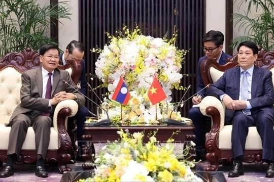 Chủ tịch nước Lương Cường tiếp Tổng Bí thư, Chủ tịch nước Lào Thongloun Sisoulith