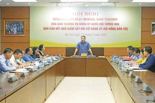 Đoàn giám sát của Ban Thường vụ Đảng ủy Quốc hội làm việc với Đảng ủy Hội đồng Dân tộc