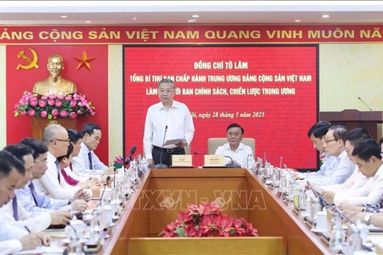 Tổng Bí thư Tô Lâm làm việc với Ban Chính sách, chiến lược Trung ương