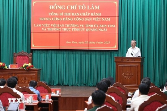 Tổng Bí thư Tô Lâm: Tạo mọi điều kiện thuận lợi nhất để tỉnh Quảng Ngãi (mới) bứt phá vươn lên mạnh mẽ, phát triển nhanh, bền vững