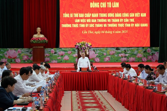 Tổng Bí thư Tô Lâm: Cần Thơ sau hợp nhất phải đi đầu trong việc thực thi các đột phá chiến lược