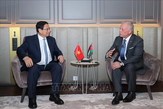 Thủ tướng Phạm Minh Chính hội kiến Quốc vương Jordan Abdullah II bin Al-Hussein