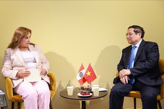 Thủ tướng Phạm Minh Chính hội kiến Tổng thống Peru Dina Boluarte