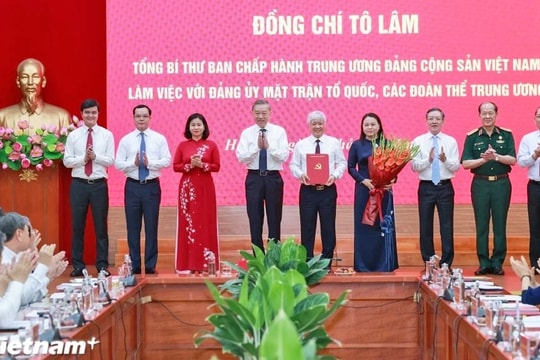 Tổng Bí thư Tô Lâm: Đảng ủy Mặt trận Tổ quốc Việt Nam và các tổ chức chính trị xã hội thành viên khẩn trương triển khai tổ chức bộ máy mới