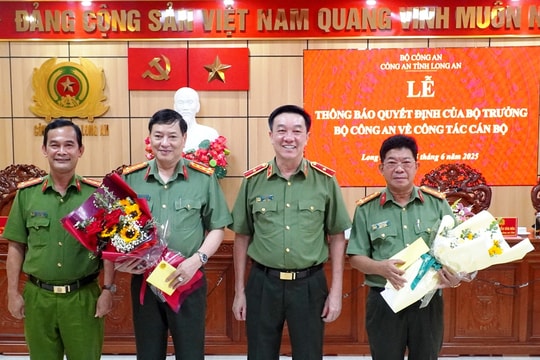 Điều động 2 Phó Giám đốc Công an tỉnh Long An nhận nhiệm vụ mới tại Bộ Công an