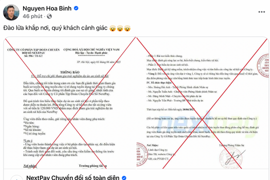 Shark Nguyễn Hoà Bình cảnh báo việc Nextpay bị các đối tượng giả mạo để lừa đảo