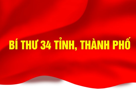 Bí thư 34 tỉnh ủy, thành ủy trực thuộc Trung ương