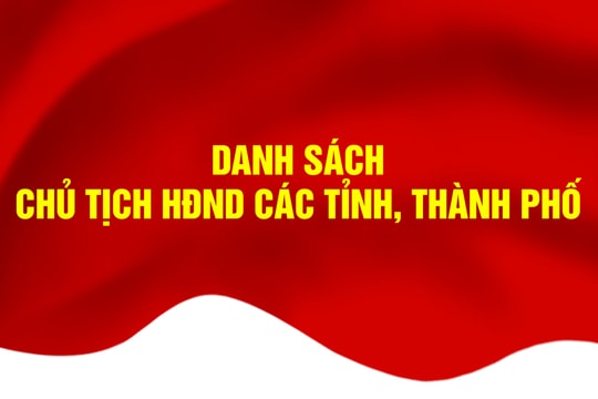 Chủ tịch HĐND các tỉnh, thành phố trực thuộc Trung ương