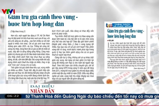 Điểm báo VTV1: Giảm trừ gia cảnh theo vùng - bước tiến hợp lòng dân