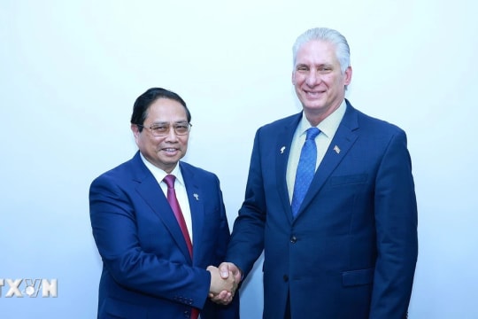 Thủ tướng Phạm Minh Chính hội kiến Chủ tịch Cuba Miguel Diaz Canel