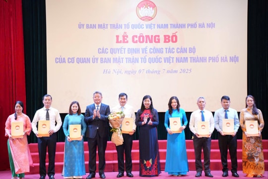 Công bố quyết định về công tác cán bộ Cơ quan Ủy ban MTTQ Việt Nam TP. Hà Nội