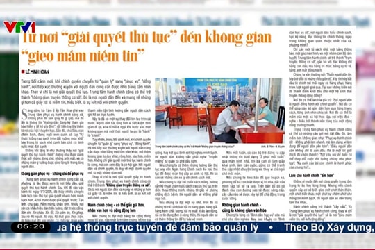 Điểm báo VTV1: Từ nơi ''giải quyết thủ tục'' đến không gian ''gieo mầm niềm tin''