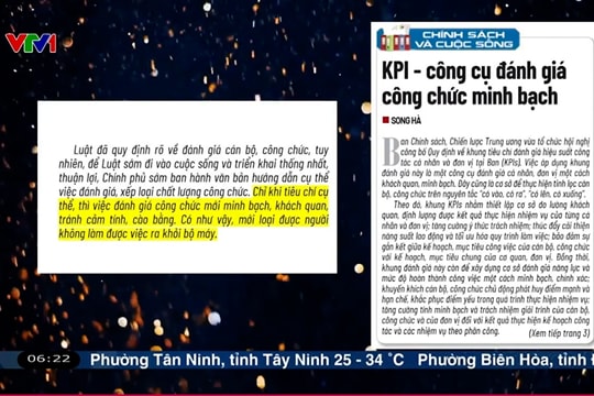 Điểm báo VTV1: KPI - công cụ đánh giá công chức minh bạch