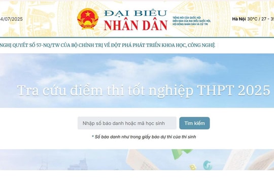 Tra cứu điểm thi tốt nghiệp THPT 2025 nhanh nhất trên Báo Đại biểu Nhân dân