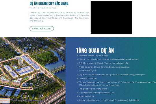 Yêu cầu làm rõ thông tin rao bán, nhận đặt chỗ bất động sản dự án Dream City Bắc Giang khi chưa đủ điều kiện chuyển nhượng