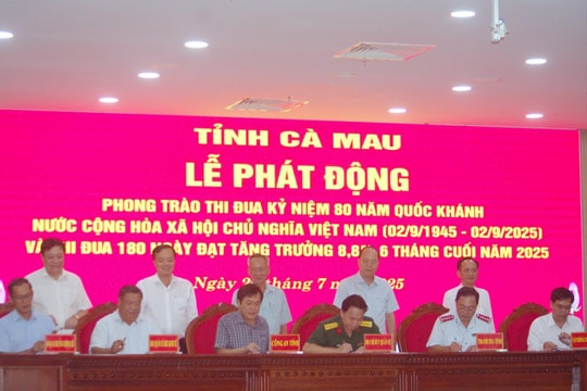 Cà Mau: Phát động phong trào thi đua chào mừng 80 năm Quốc khánh và hoàn thành mục tiêu tăng trưởng GRDP 8,8%