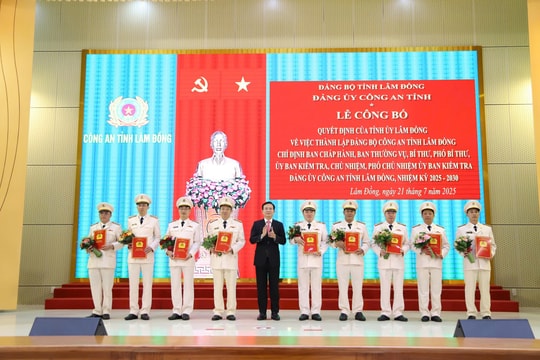 Lâm Đồng: Công bố thành lập Đảng bộ Công an tỉnh nhiệm kỳ 2025 - 2030