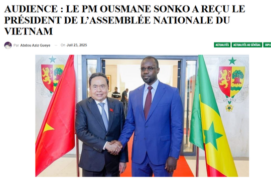 Báo chí quốc tế: Chuyến thăm của Chủ tịch Quốc hội Trần Thanh Mẫn mở ra trang hợp tác mới Việt Nam - Senegal