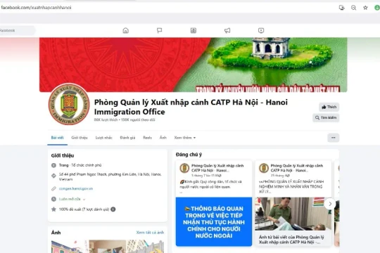 Công an Hà Nội tiếp nhận thông tin người nước ngoài vi phạm pháp luật về xuất nhập cảnh qua trang facebook