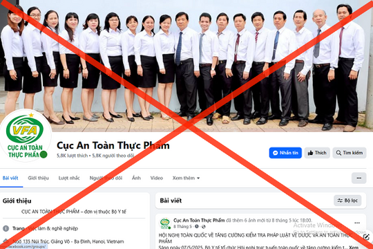 Cảnh báo: Mạo danh Cục An toàn thực phẩm (Bộ Y tế) trên facebook