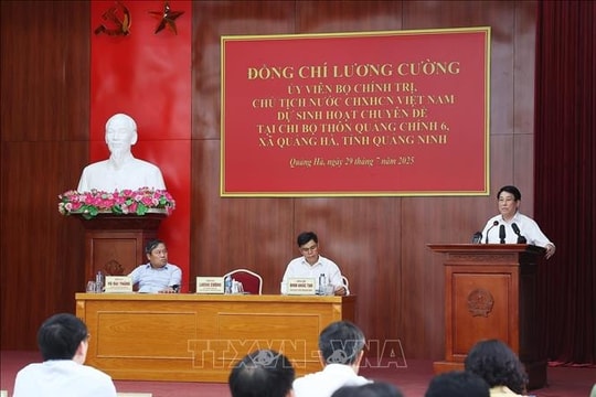 Chủ tịch nước Lương Cường: Chi bộ là nơi kiểm nghiệm các chủ trương của Đảng