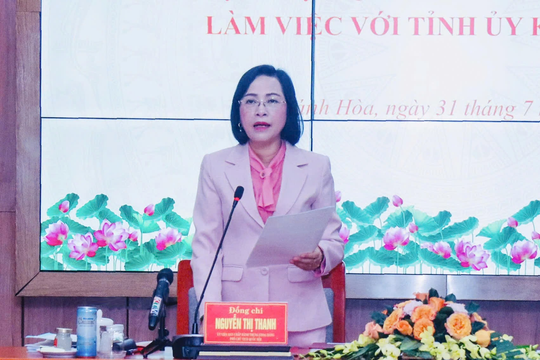 Phó Chủ tịch Quốc hội Nguyễn Thị Thanh làm việc với Tỉnh ủy Khánh Hòa về thực hiện Chỉ thị số 30-CT/TW của Bộ Chính trị