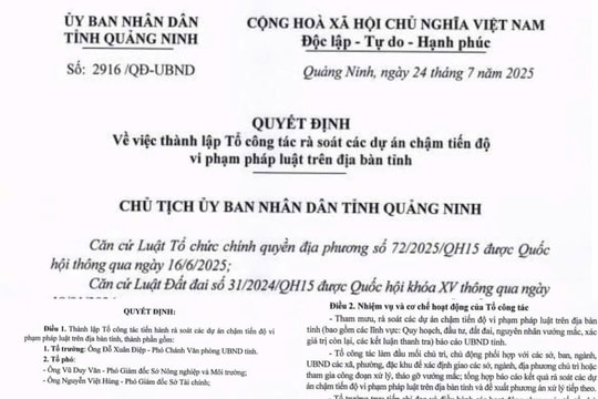 Quảng Ninh: Thành lập tổ công tác kiểm tra, xử lý các dự án chậm tiến độ vi phạm pháp luật