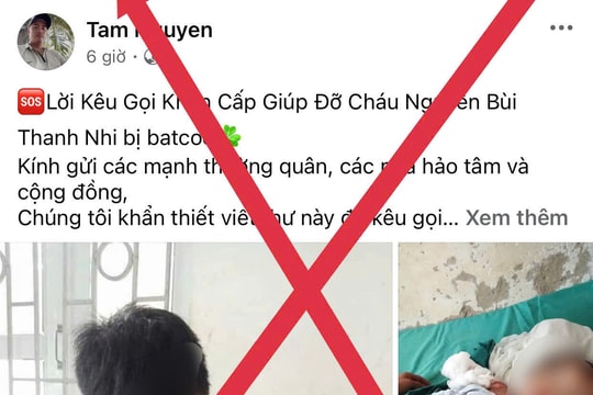 Công an Hà Tĩnh cảnh báo thủ đoạn đưa tin giả bắt cóc trẻ em kêu gọi từ thiện để chiếm đoạt tài sản