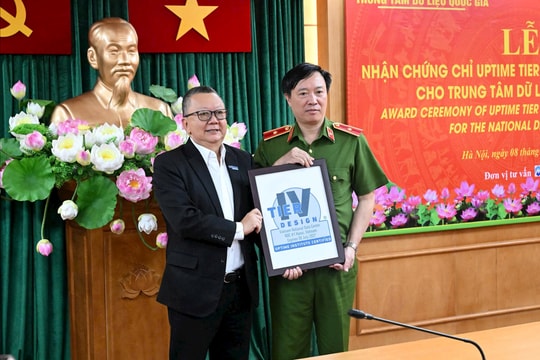 Trung tâm Dữ liệu quốc gia nhận chứng chỉ Uptime Tier IV giai đoạn thiết kế