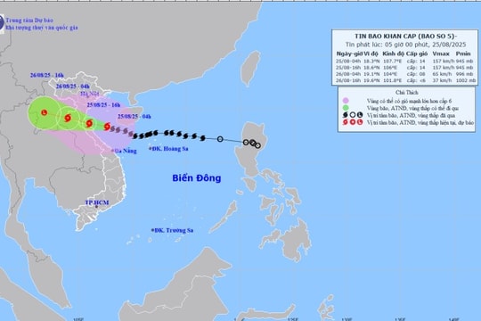 Bão số 5 KAJIKI giật cấp 17, cách Hà Tĩnh khoảng 145km