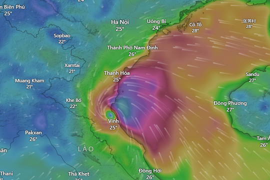 Bão số 5 KAJIKI đã đổ bộ vào đất liền Nghệ An - Hà Tĩnh, giật cấp 14