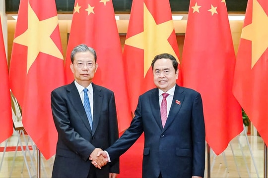 Chủ tịch Quốc hội Trần Thanh Mẫn chủ trì Lễ đón trọng thể Ủy viên trưởng Nhân đại toàn quốc Trung Quốc Triệu Lạc Tế