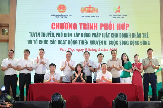 Văn phòng Quốc hội, Đoàn đại biểu Quốc hội tỉnh Phú Thọ, Hội Doanh nhân trẻ tỉnh Phú Thọ ký chương trình phối hợp hoạt động