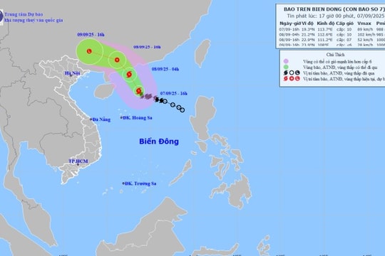 Bão số 7 Tapah tăng mạnh giật cấp 13, có thể mạnh thêm