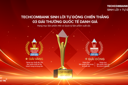 Sản phẩm Techcombank sinh lời tự động giành giải vàng Stevie Awards