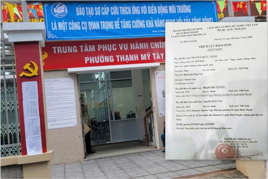 TP. Hồ Chí Minh: Xuất hiện giấy trích lục khai sinh bản sao có dấu hiệu làm giả