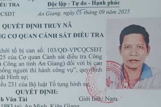 An Giang: Truy nã đối tượng chống người thi hành công vụ trên biển
