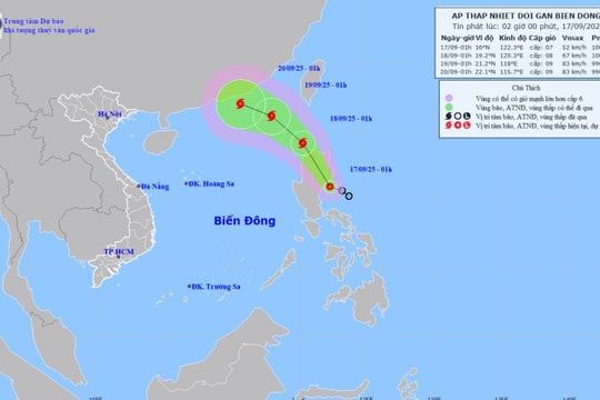 Áp thấp nhiệt đới tiến sát biển Đông, giật cấp 9 và khả năng mạnh thành bão