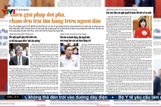 Điểm báo VTV1: Nhiều giải pháp đột phá, chạm đến trái tim hàng triệu người dân