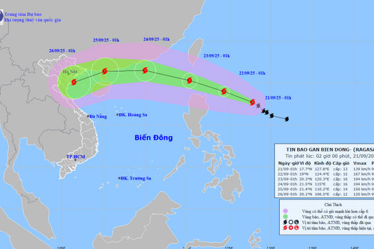 Siêu bão số 9 RAGASA đạt cấp 17, cách đảo LuDông (Philippin) khoảng 240km