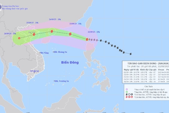 Siêu bão số 9 Ragasa sẽ vào biển Đông trong đêm nay, giật cấp 17
