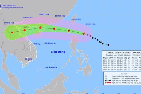 Siêu bão số 9 RAGASA mạnh lên, giật trên cấp 17 cách đảo Lu-Dông (Philippin) khoảng 230km