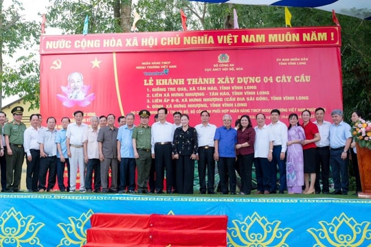 Vĩnh Long khánh thành 4 cầu giao thông nông thôn do Bộ Công an và Vietcombank chung tay xây dựng