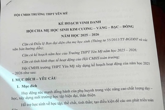 Trường THPT Yên Mỹ (Hưng Yên): Thông tin "xếp hạng phụ huynh theo số tiền đóng góp" là sai sự thật?