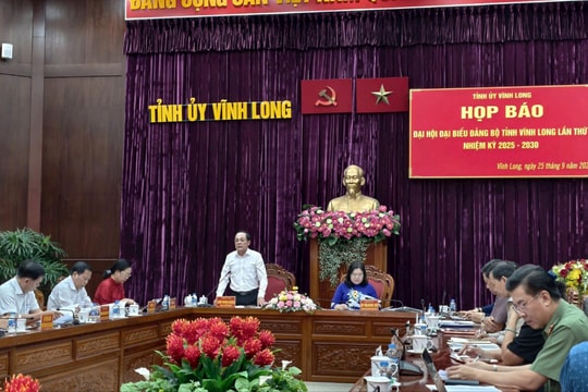 Ngày 2-3/10 sẽ diễn ra Đại hội đại biểu Đảng bộ tỉnh Vĩnh Long lần thứ I, nhiệm kỳ 2025 – 2030